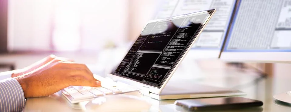 African American Programmer Man Coding Stock Photos