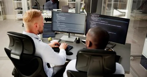 African American Programmer Man Coding Stock Photos