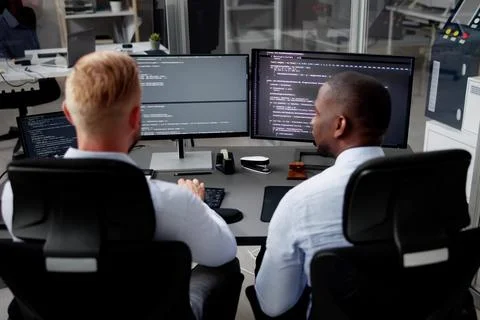 African American Programmer Man Coding Stock-Fotos