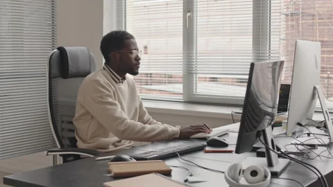 African-American Programmer at Office Stock Footage 165215944