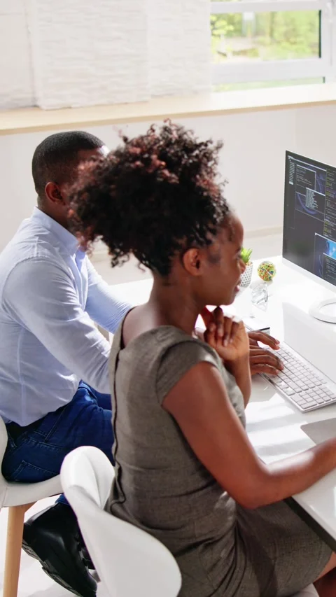 African American Programmer Woman Coding Stock Footage 240099307