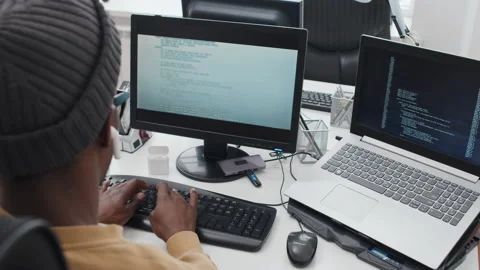 African American Programmer Working On Code Stock Footage 232673961