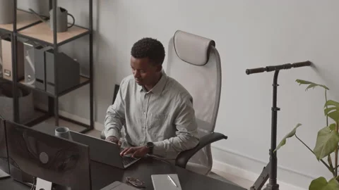 African American Programmer at Workplace Stock-Footage 162264624