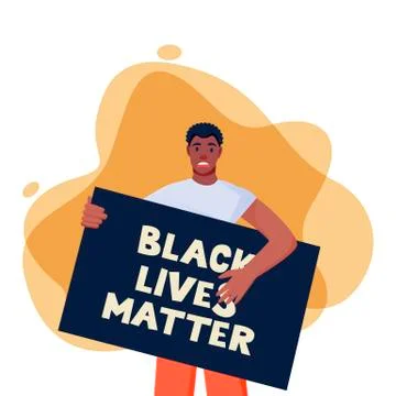 African american protesting man with poste. Black lives matter, protest, figh Stock-Illustration