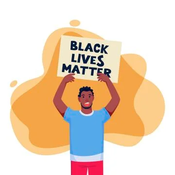 African american protesting man with poster. Black lives matter, protest, fig Stock-Illustration