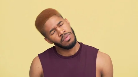 African american sporty man with beard and red hair warming up stretching arms Stock Footage