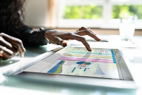 African American Spreadsheet Data Analyst Stock Photos