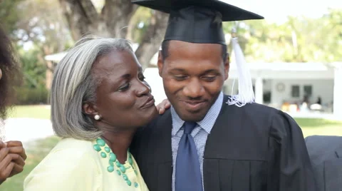 African American Student Celebrates Graduation Stock Footage