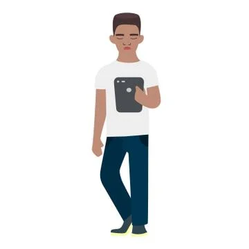 African american student using tablet computer. Stock Illustration