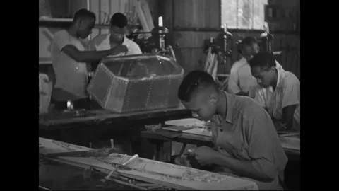 African-American students work on aviation parts in shop - 1943 Stock Footage 101729656
