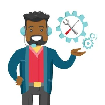 African-american technical support operator. Illustrazione stock