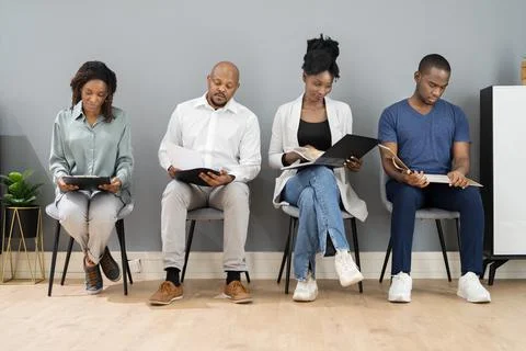 African American Unemployed Job Applicants Waiting Stock Photos