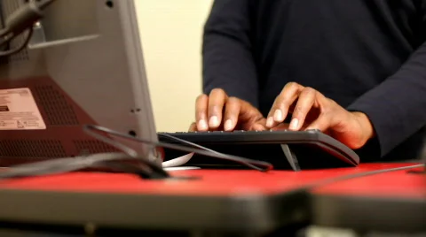 African American using keyboard Stock Footage 610599
