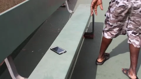 African American Using Smartphone Stock Footage 48381515