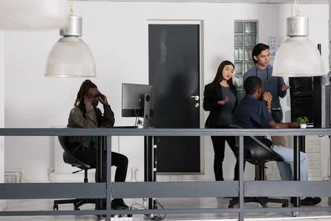 African american web developer brainstorming ideas for html script development Stock Photos