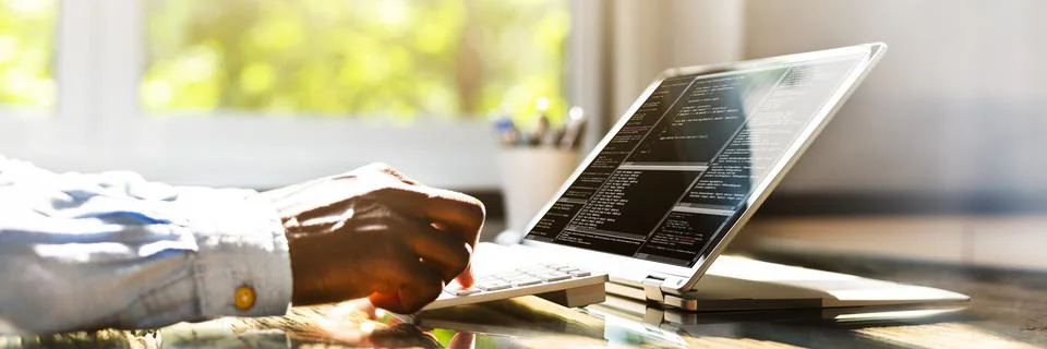 African American Web Developer Programmer Stockfoto's