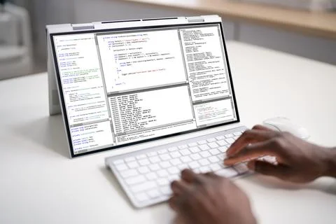African American Web Developer Programmer Stockfoto's
