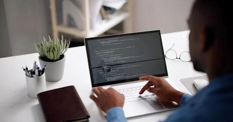 African American Web Developer Programmer Stockfoto's