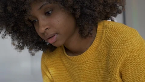 African American Woman Learning to Code for Information Technology Job Stock Footage 121771529