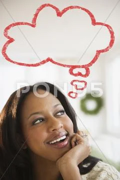 African American Woman With Thought Bubble