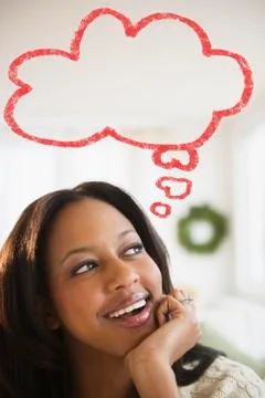 African American woman with thought bubble Stock Photos