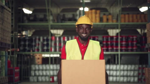 African American worker was checking the goods inside the warehouse Stock Footage 152431462