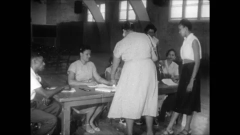 African Americans Vote For The First Time Under Police Protection Stock Footage 143102993