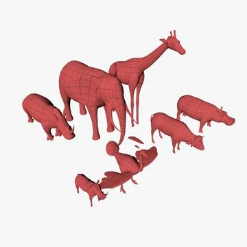 African animals base meshes 3D Model