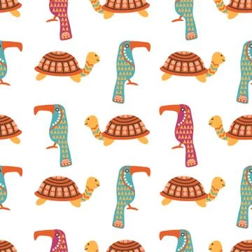 African animals cute seamless pattern Stock Illustration