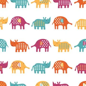 African animals cute seamless pattern Stock Illustration