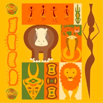 African animals elements Stock Illustration