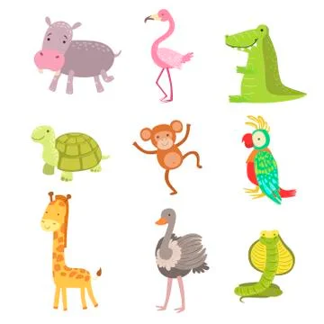 African Animals Icon Set Stock Illustration