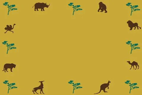 African Animals Scattered Stock Illustration