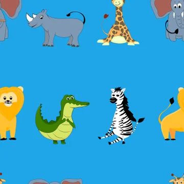 African animals seamless pattern vector cartoon イラスト素材