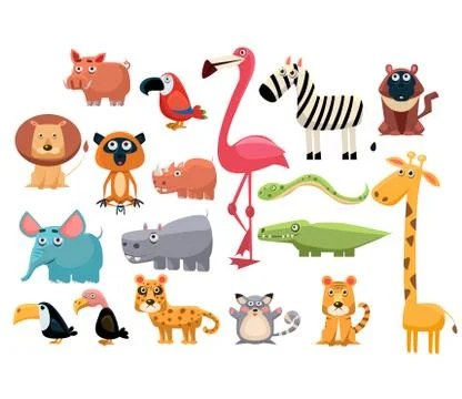 African Animals. Vector Illustration Set Stock Illustration