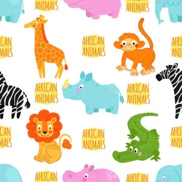 African animals vector seamless pattern イラスト素材