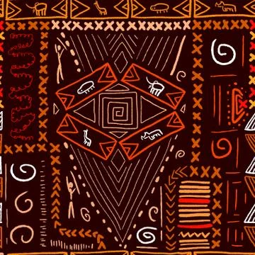 African art pattern - aboriginal style seamless background. Vector illustrati Stock Illustration