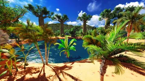 African baobabs Stock Illustration