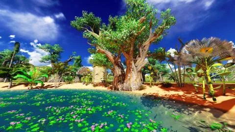 African baobabs 库存插图