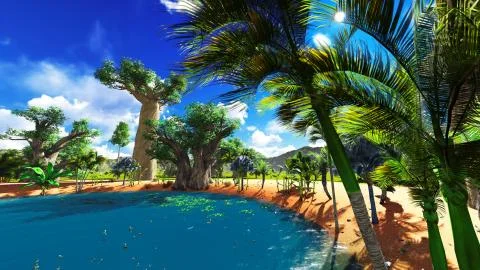 African baobabs Stock Illustration