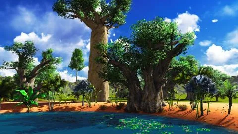 African baobabs 库存插图