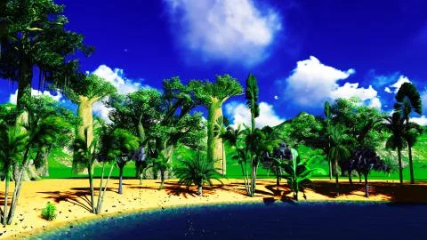 African baobabs Stock Illustration