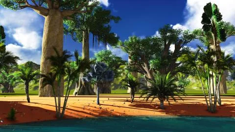 African baobabs 库存插图