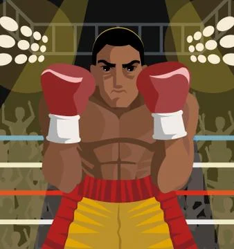 African boxer guard on ring Stock Illustration