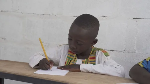 African Boy Studying Stock Footage 97219498
