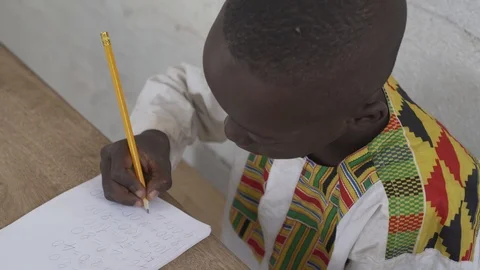 African Boy Writing Stock Footage 96528142