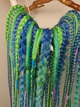 African braids with kanekalon at close range Stock Photos
