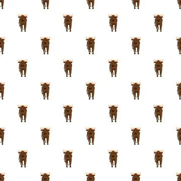 African buffalo animals repeating in a seamless pattern design Stock Illustration