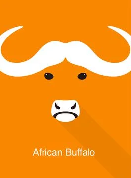 African Buffalo face flat icon design, vector illustration Stock Illustration