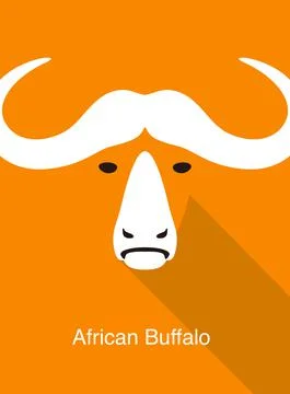African Buffalo face flat icon design, vector illustration Stock Illustration